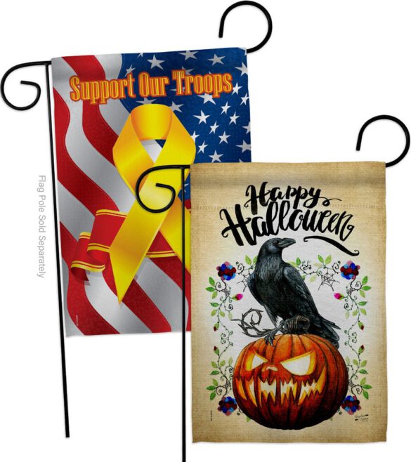 Crow & Pumpkin - Halloween Fall Horizontal Impressions Decorative Flags HG130411 Made In USA - Image 13