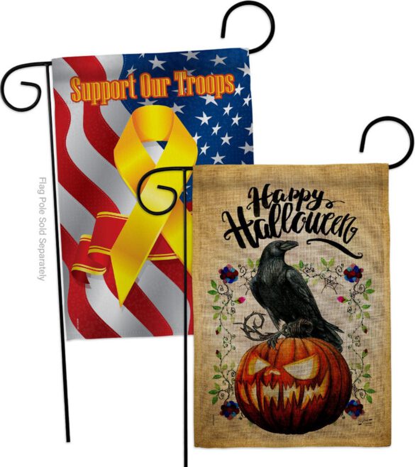 Crow & Pumpkin - Halloween Fall Horizontal Impressions Decorative Flags HG130411 Made In USA - Image 34