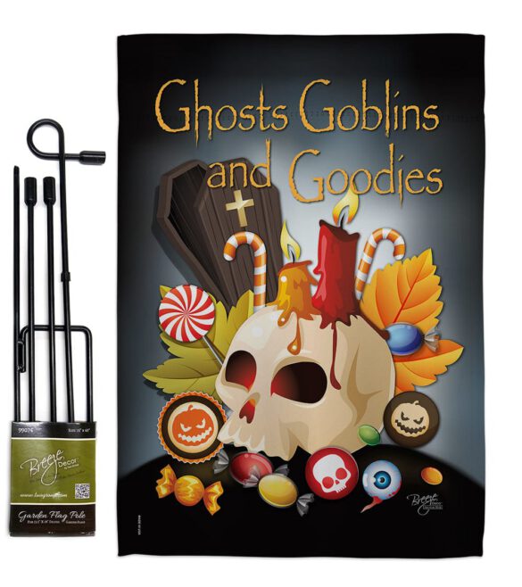Ghosts Goblins and Goodies - Halloween Fall Vertical Impressions Decorative Flags HG112007 Made In USA - Image 4