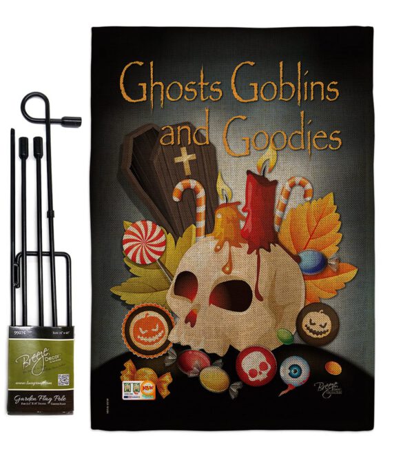Ghosts Goblins and Goodies - Halloween Fall Vertical Impressions Decorative Flags HG112007 Made In USA - Image 9