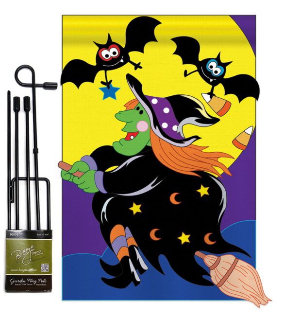 Bats & Witch - Halloween Fall Vertical Applique Decorative Flags HG112044 Imported - Image 9