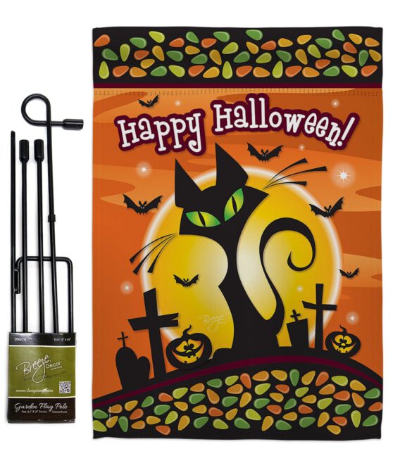 Halloween Black Cat - Halloween Fall Vertical Impressions Decorative Flags HG112050 Made In USA - Image 4