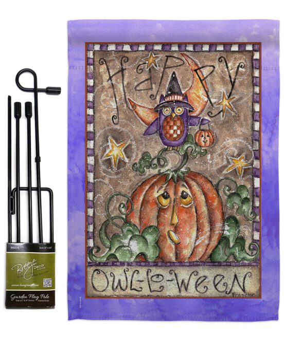 Happy Owl Lo Ween - Halloween Fall Vertical Impressions Decorative Flags HG112064 Made In USA - Image 4