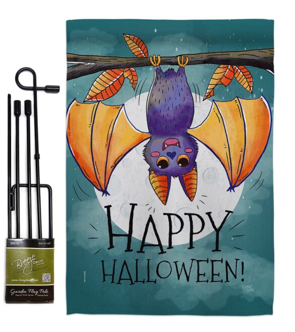 Happy Halloween Bat - Halloween Fall Vertical Impressions Decorative Flags HG112076 Made In USA - Image 4