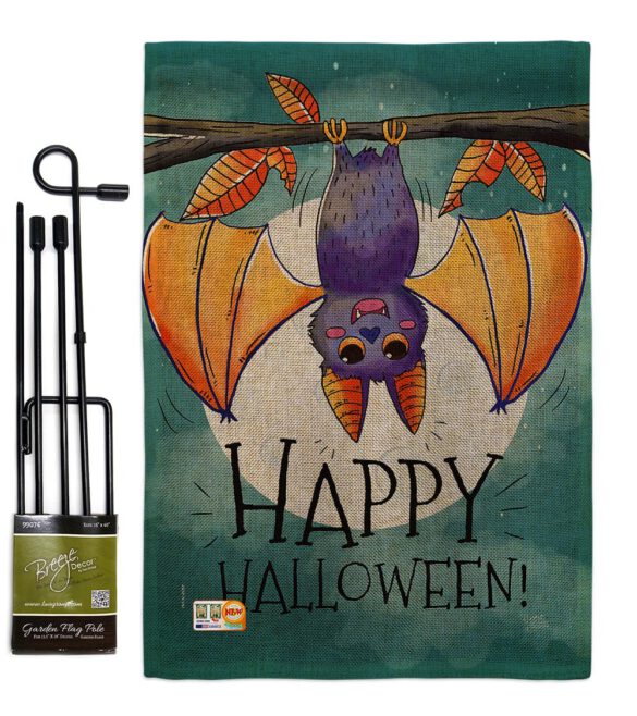 Happy Halloween Bat - Halloween Fall Vertical Impressions Decorative Flags HG112076 Made In USA - Image 9