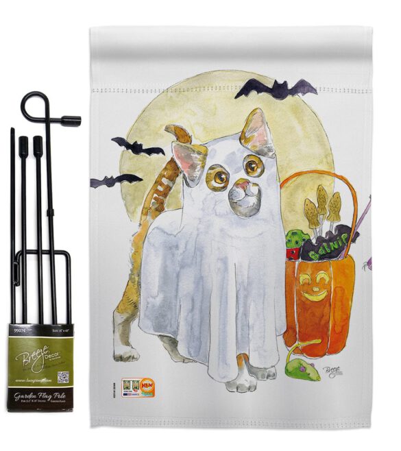 Ghost Cat - Halloween Fall Vertical Impressions Decorative Flags HG112097 Made In USA - Image 4