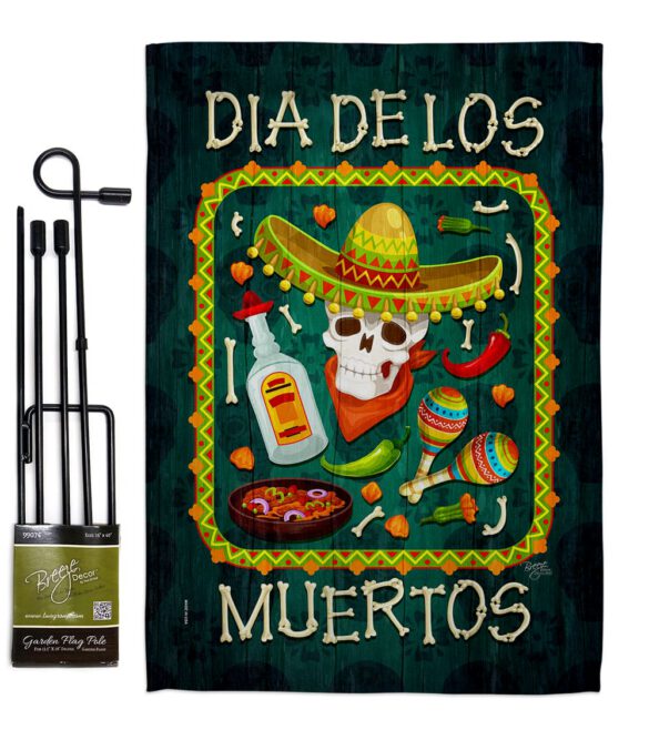 Calavera Sugar Skull - Halloween Fall Vertical Impressions Decorative Flags HG112111 Made In USA - Image 4