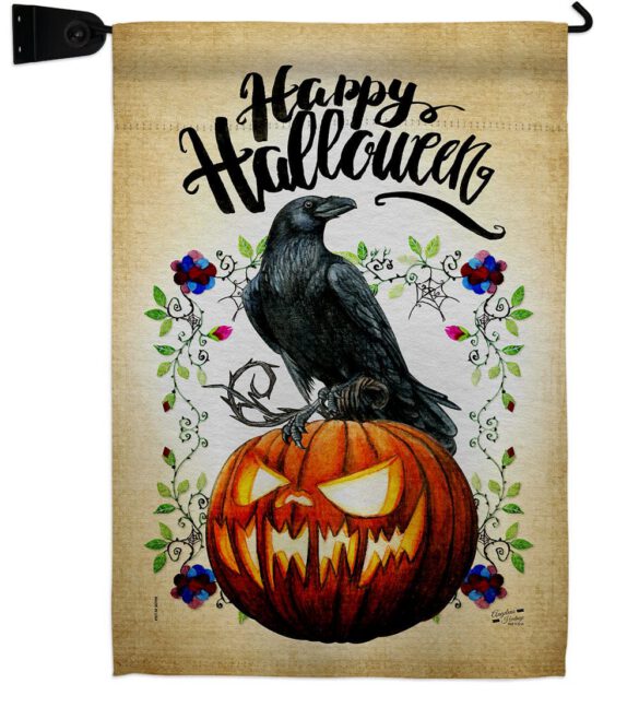 Crow & Pumpkin - Halloween Fall Horizontal Impressions Decorative Flags HG130411 Made In USA - Image 18