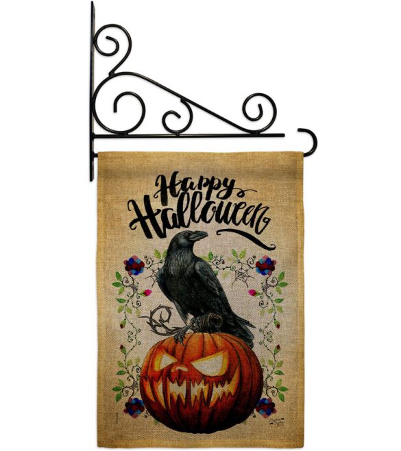 Crow & Pumpkin - Halloween Fall Horizontal Impressions Decorative Flags HG130411 Made In USA - Image 38
