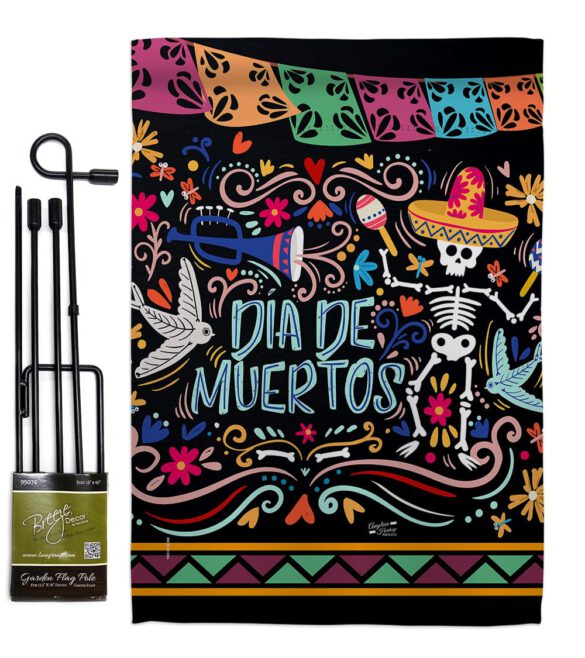 Colorful Dia de Muertos - Halloween Fall Vertical Impressions Decorative Flags HG137071 Made In USA - Image 4