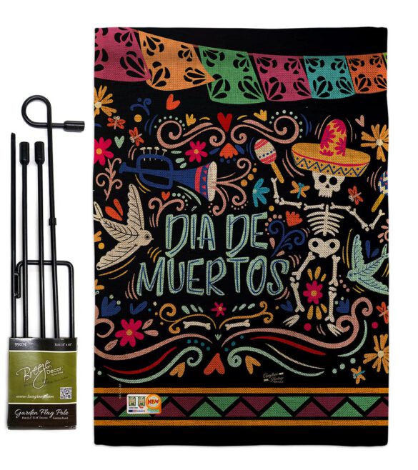 Colorful Dia de Muertos - Halloween Fall Vertical Impressions Decorative Flags HG137071 Made In USA - Image 9