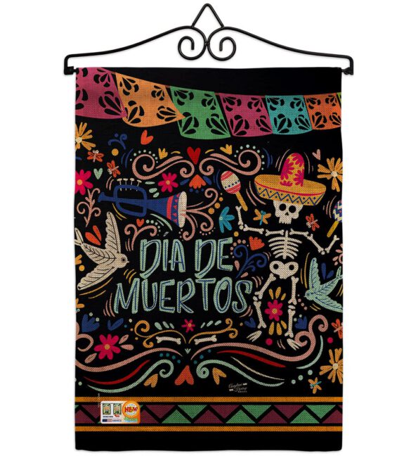 Colorful Dia de Muertos - Halloween Fall Vertical Impressions Decorative Flags HG137071 Made In USA - Image 10