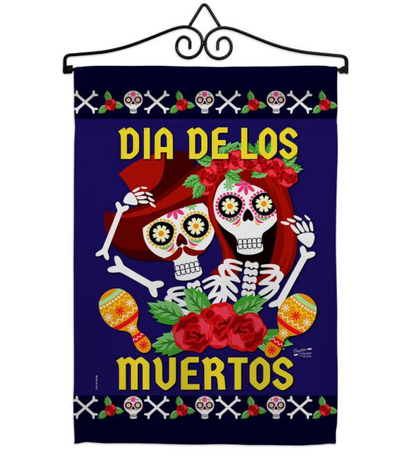 Dia De Los Muertos Pair - Halloween Fall Vertical Impressions Decorative Flags HG137246 Made In USA - Image 7