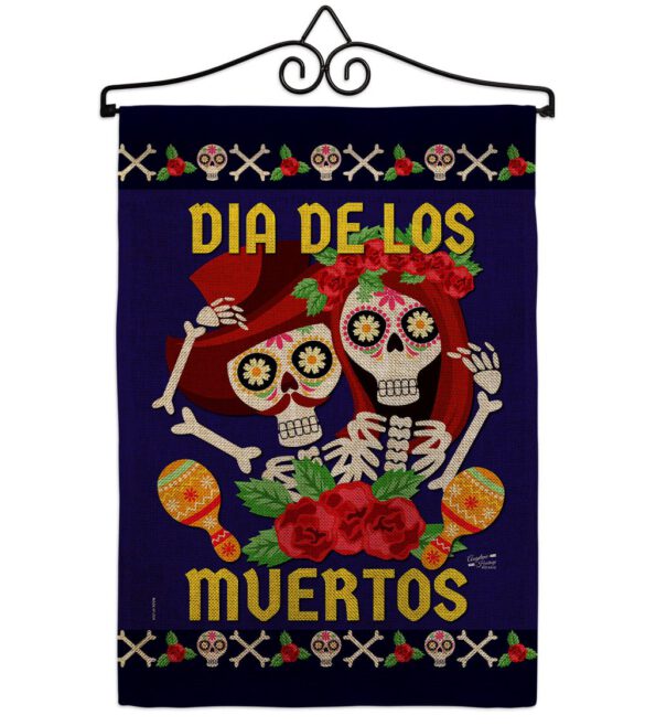 Dia De Los Muertos Pair - Halloween Fall Vertical Impressions Decorative Flags HG137246 Made In USA - Image 13