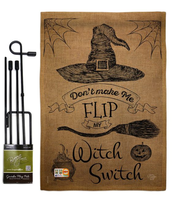 Flip my Witch Switch - Halloween Fall Vertical Impressions Decorative Flags HG191031 Made In USA - Image 9