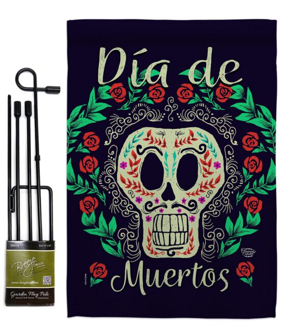 Dia de Muertos Skeleton - Halloween Fall Vertical Impressions Decorative Flags HG192074 Made In USA - Image 4