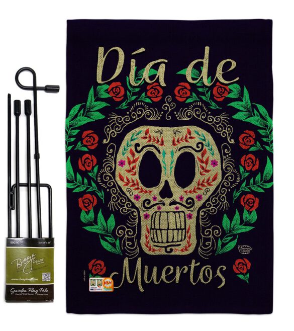 Dia de Muertos Skeleton - Halloween Fall Vertical Impressions Decorative Flags HG192074 Made In USA - Image 9