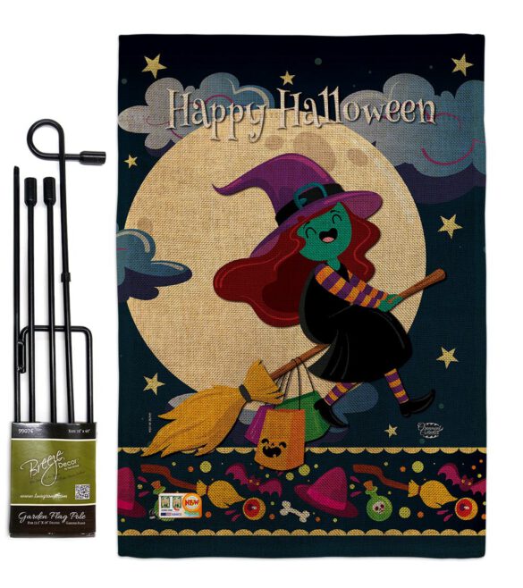 Happy Halloween Witch - Halloween Fall Vertical Impressions Decorative Flags HG192218 Made In USA - Image 12