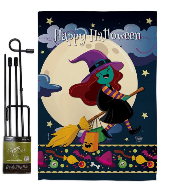 Happy Halloween Witch - Halloween Fall Vertical Impressions Decorative Flags HG192218 Made In USA - Image 4
