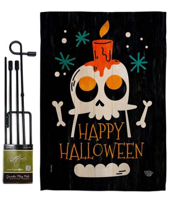 Happy Skull - Halloween Fall Vertical Impressions Decorative Flags HG192664 Made In USA - Image 4