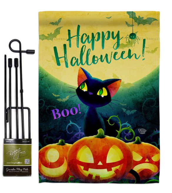 Cute Black Cat - Halloween Fall Vertical Impressions Decorative Flags HG192668 Made In USA - Image 4