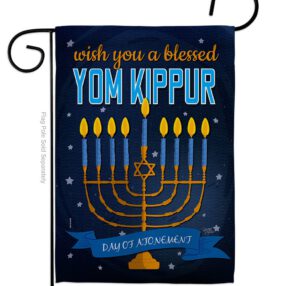 Blessed Yom Kippur - Hanukkah Winter Vertical Impressions Decorative Flags HG114226 Made In USA