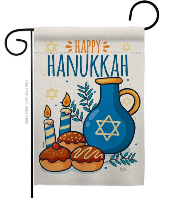 Hanukkah Sufganiyot - Hanukkah Winter Vertical Impressions Decorative Flags HG114240 Made In USA