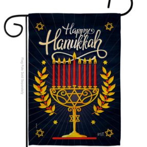 Happy Hanukkah - Hanukkah Winter Vertical Impressions Decorative Flags HG137327 Made In USA