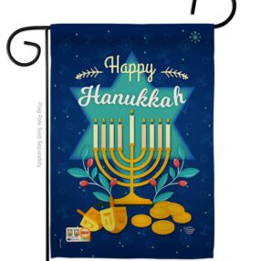 Happy Hanukkah - Hanukkah Winter Vertical Impressions Decorative Flags HG191061 Made In USA