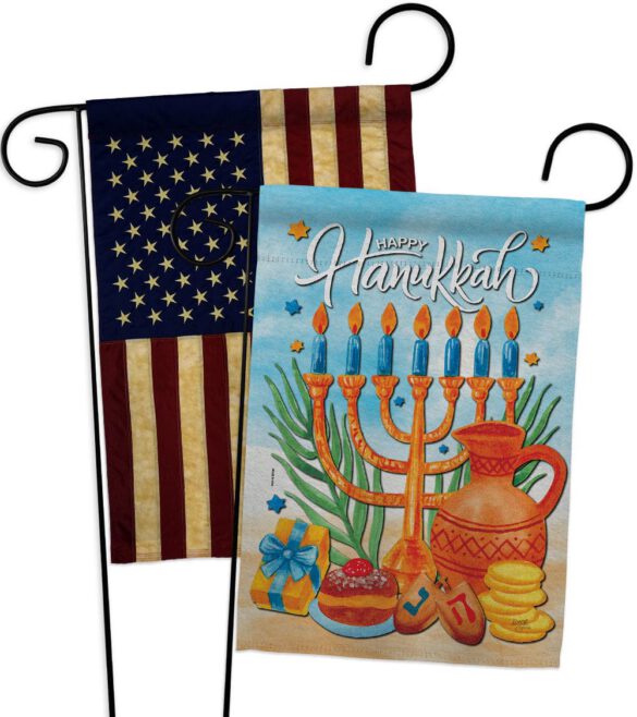 Hanukkah Feast - Hanukkah Winter Vertical Impressions Decorative Flags HG120278 Made In USA - Image 7