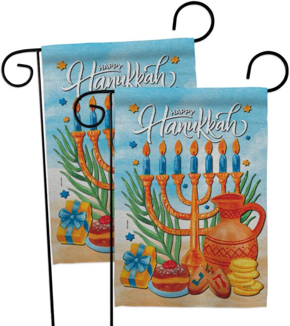 Hanukkah Feast - Hanukkah Winter Vertical Impressions Decorative Flags HG120278 Made In USA - Image 11