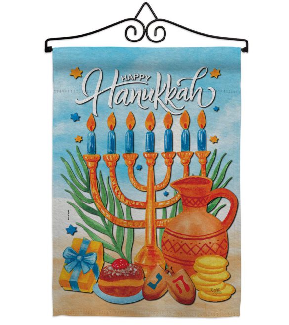 Hanukkah Feast - Hanukkah Winter Vertical Impressions Decorative Flags HG120278 Made In USA - Image 16