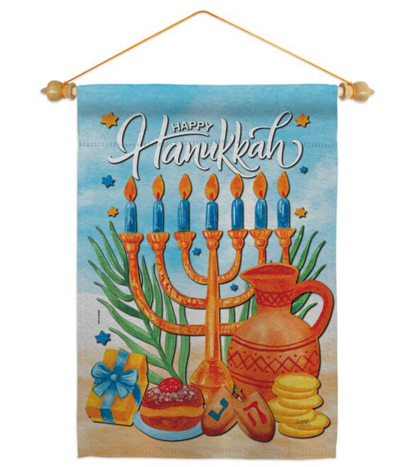 Hanukkah Feast - Hanukkah Winter Vertical Impressions Decorative Flags HG120278 Made In USA - Image 19