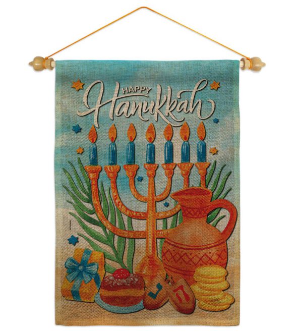 Hanukkah Feast - Hanukkah Winter Vertical Impressions Decorative Flags HG120278 Made In USA - Image 40