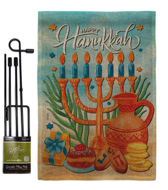 Hanukkah Feast - Hanukkah Winter Vertical Impressions Decorative Flags HG120278 Made In USA - Image 25