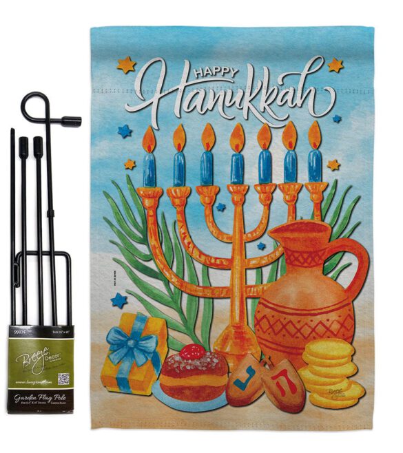 Hanukkah Feast - Hanukkah Winter Vertical Impressions Decorative Flags HG120278 Made In USA - Image 4