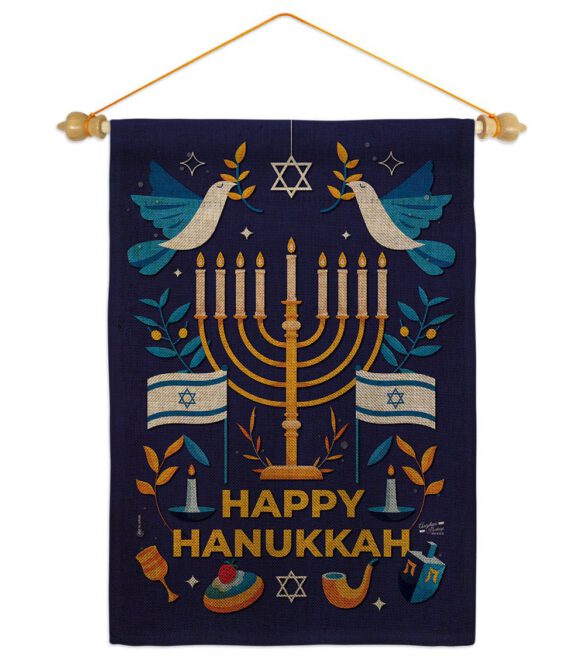 Hanukkah Bless - Hanukkah Winter Vertical Impressions Decorative Flags HG130425 Made In USA - Image 40