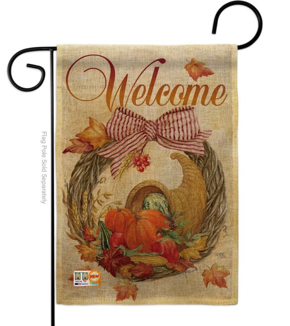 Cornucopia Wreath - Harvest & Autumn Fall Vertical Impressions Decorative Flags HG113044 Made In USA - Image 8