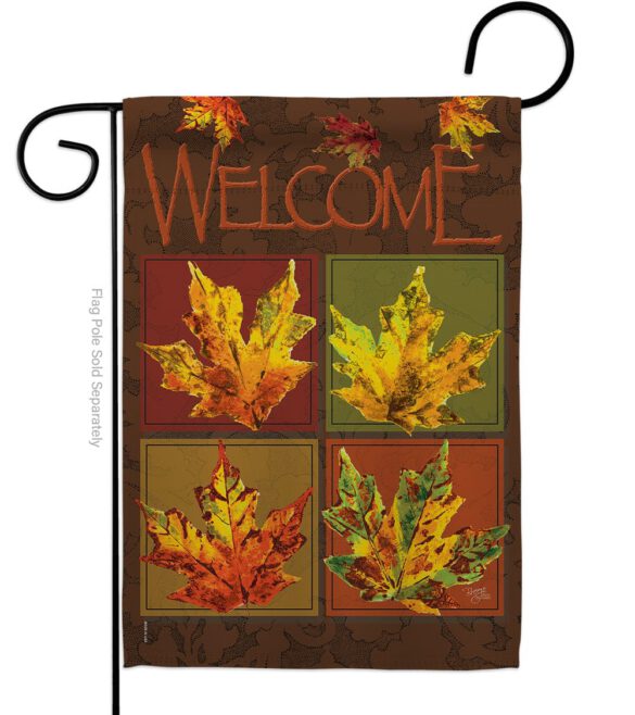 Fall Leaves Collage - Harvest & Autumn Fall Vertical Impressions Decorative Flags HG113048 Made In USA