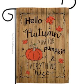 Hello Autumn Time for Pumpkin - Harvest & Autumn Fall Vertical Impressions Decorative Flags HG113064 Made In USA
