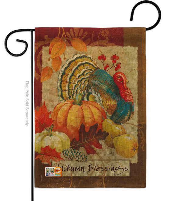 Autumn Blessings Turkey - Harvest & Autumn Fall Vertical Impressions Decorative Flags HG113070 Made In USA - Image 9