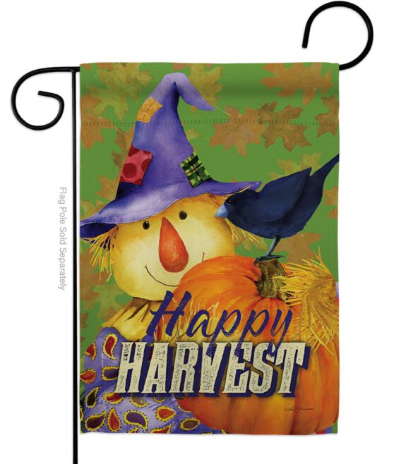Happy Harvest Scarecrow - Harvest & Autumn Fall Vertical Impressions Decorative Flags HG113080 Made In USA