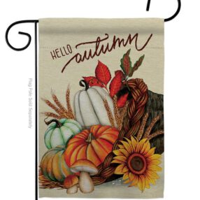 Hello Cornucopia - Harvest Autumn Fall Vertical Impressions Decorative Flags HG130423 Made In USA