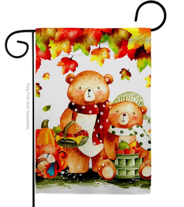 Autumn Bears - Harvest & Autumn Fall Vertical Impressions Decorative Flags HG137587 Made In USA - Image 2