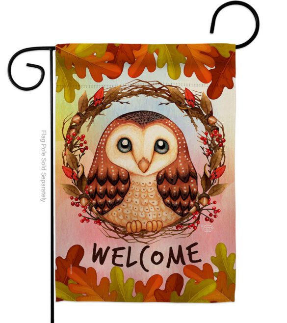 Autumn Owl - Harvest & Autumn Fall Vertical Impressions Decorative Flags HG192355 Made In USA - Image 2