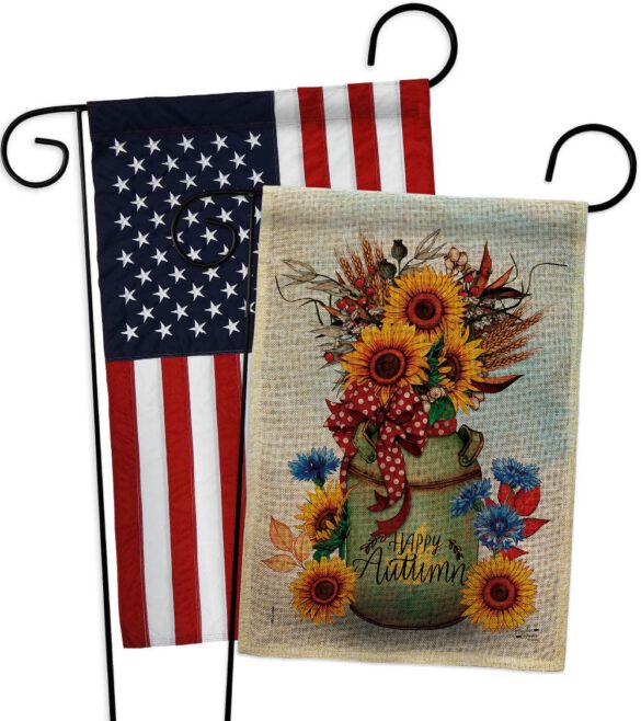 Autumn Milkcan - Harvest Autumn Fall Vertical Impressions Decorative Flags HG130421 Made In USA - Image 31