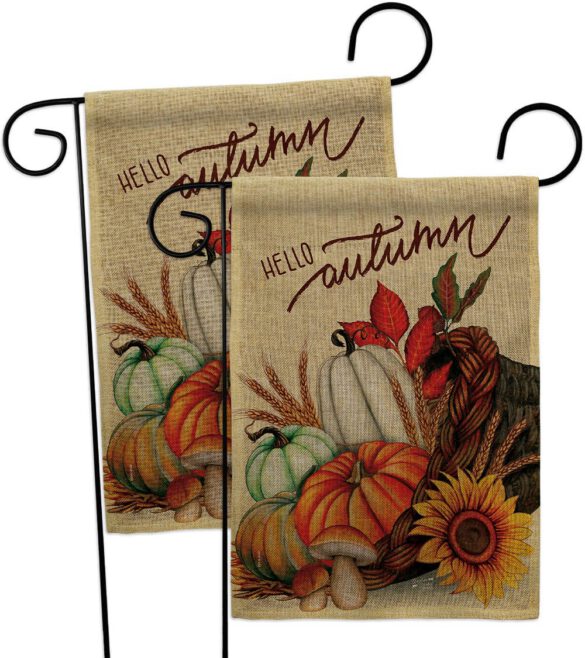 Hello Cornucopia - Harvest Autumn Fall Vertical Impressions Decorative Flags HG130423 Made In USA - Image 32