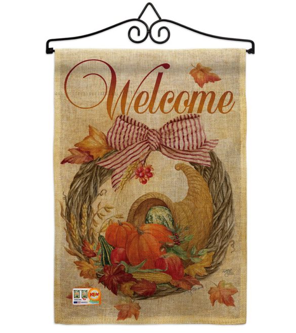 Cornucopia Wreath - Harvest & Autumn Fall Vertical Impressions Decorative Flags HG113044 Made In USA - Image 10