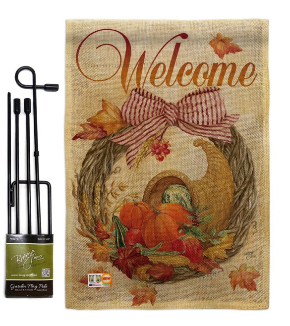 Cornucopia Wreath - Harvest & Autumn Fall Vertical Impressions Decorative Flags HG113044 Made In USA - Image 9