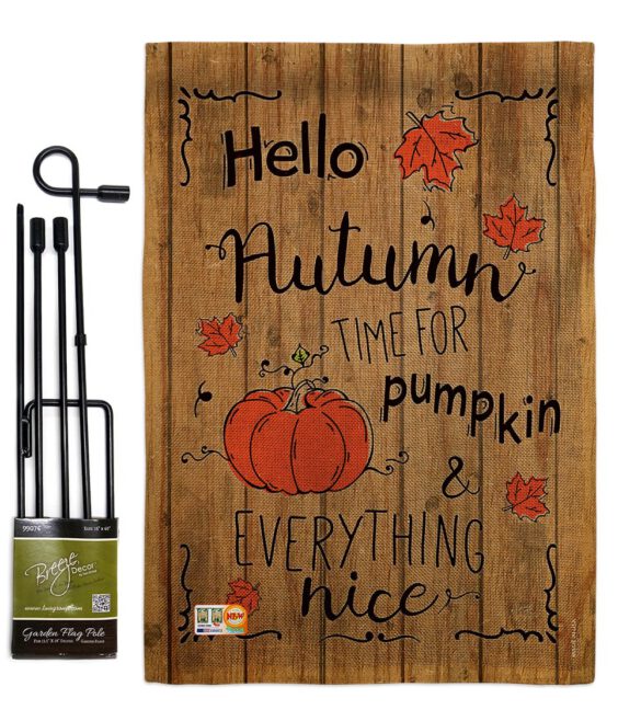 Hello Autumn Time for Pumpkin - Harvest & Autumn Fall Vertical Impressions Decorative Flags HG113064 Made In USA - Image 9